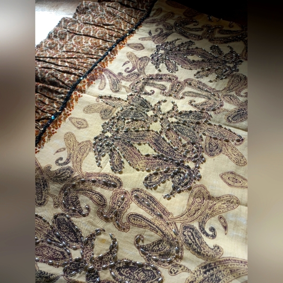 Sz 10🎈Vintage Indian Paisley Beaded Cotton Skirt - Picture 7 of 16